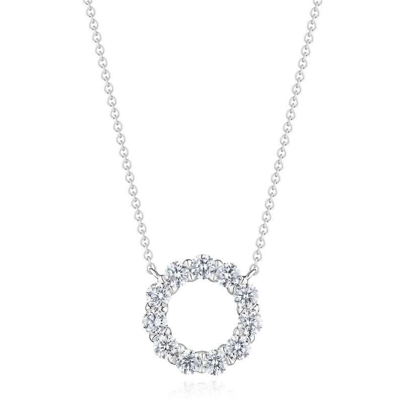 Davis Classics 18k White Gold Diamond Open Circle Pendant