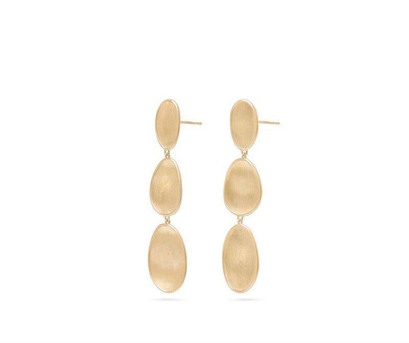 Marco Bicego 18k Yellow Gold Lunaria Collection Hand-Engraved Triple Drop Earrings