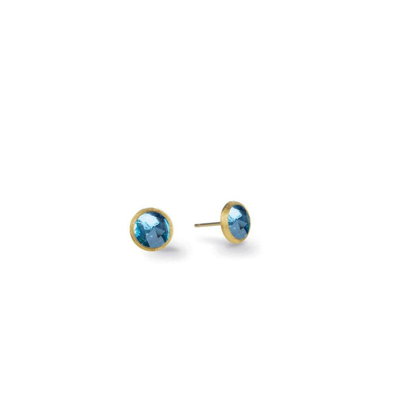 Marco Bicego Jaipur Color Collection Blue Topaz Stud Earrings in 18k Yellow Gold