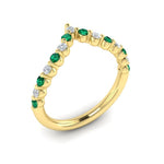 Vlora 14k Yellow Gold Adella Color Collection Emerald and Diamond Contour Fashion Ring