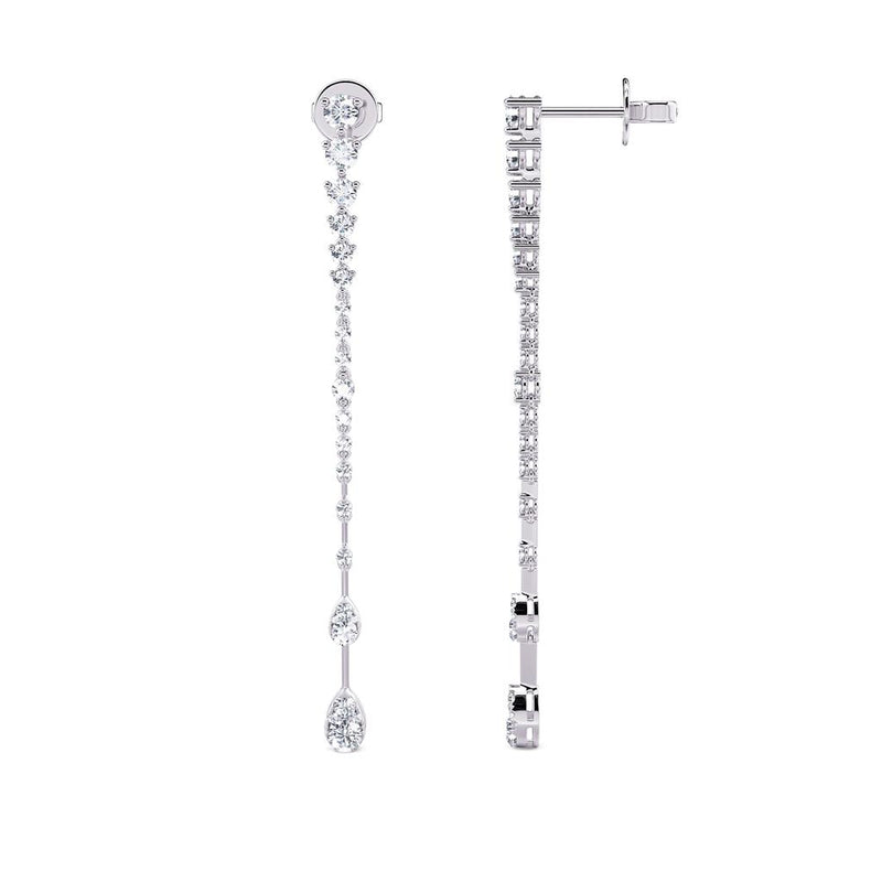 Davis Classics 14k White Gold Linear Drop Diamond Earrings