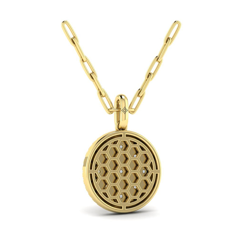 Vlora 14k Yellow Gold Amuleta Collection Diamond Medallion Pendant Necklace