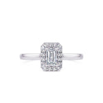 Davis Classics 14k White Gold Emerald Halo Design Proposal-Ready Engagement Ring