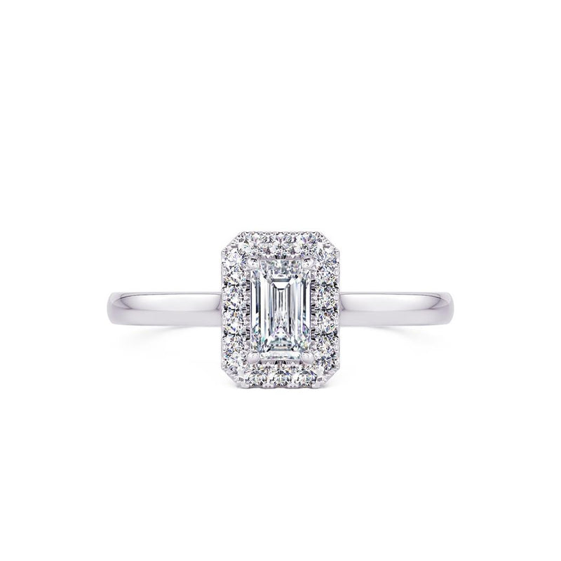 Davis Classics Proposal Ready Halo Solitaire Diamond Engagement Ring in 14k White Gold.