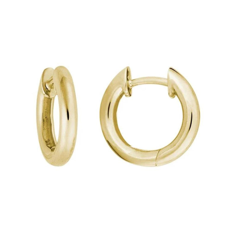 Davis Classics 14k Yellow Gold Hand-Crafted Round High Polish Hoop Earrings