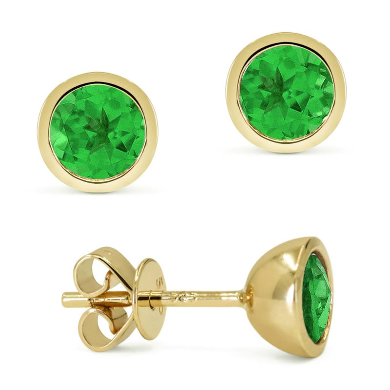 Madison L 14k Yellow Gold Lab-Created Emerald Stud Earrings