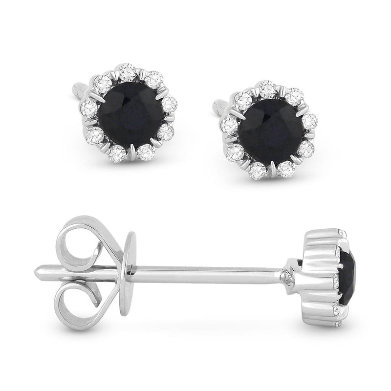 Madison L 14k White Gold Sapphire Halo Stud Earrings