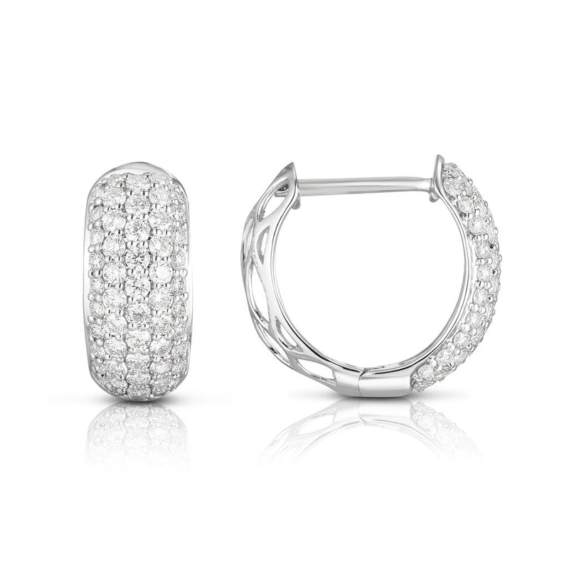 Davis Classics Diamond Multi Stone Huggie Hoop Earrings in 14k White Gold