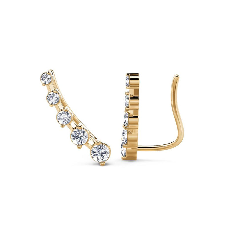 Davis Classics 14k Yellow Gold Diamond Ear Climbers