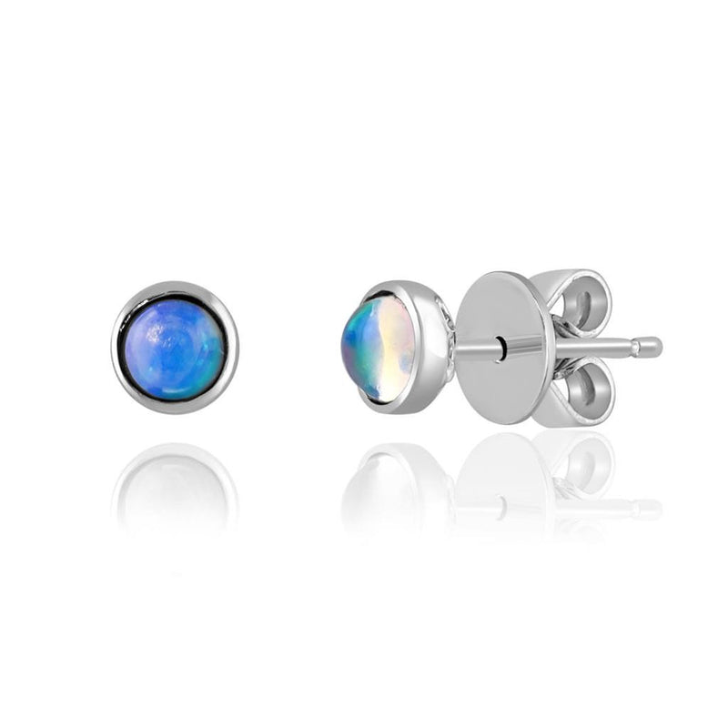 Davis Classics 14k White Gold Ethiopian Opal Bezel-Set Stud Earrings