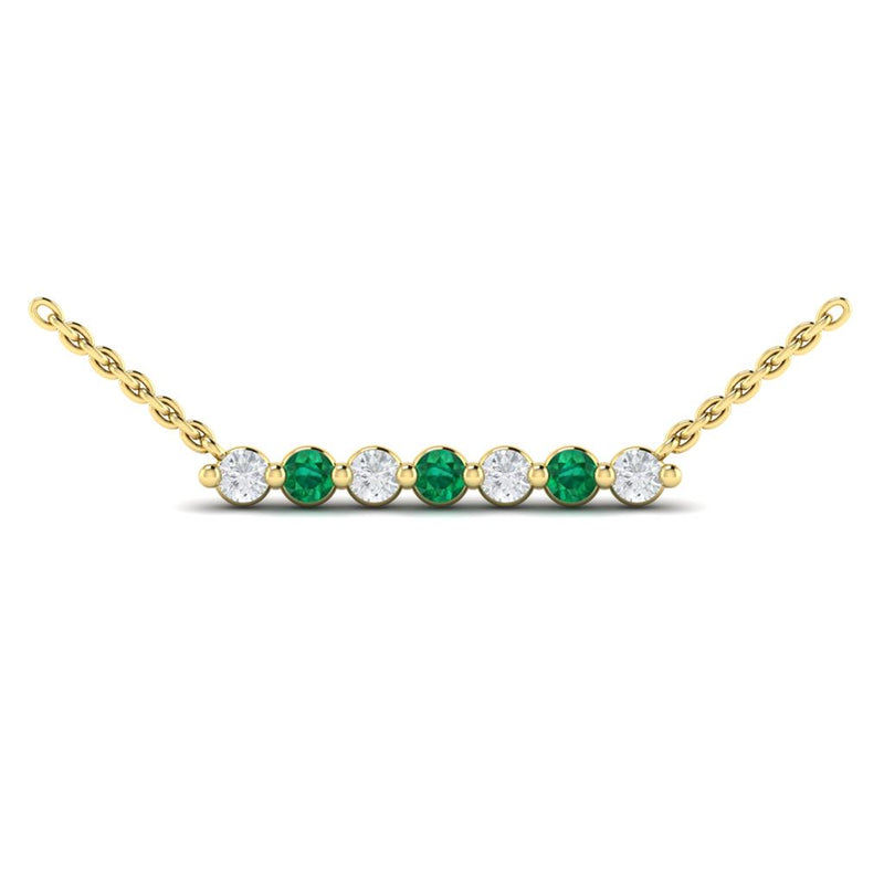 Vlora 14k Yellow Gold Adella Collection Emerald and Diamond Bar Necklace