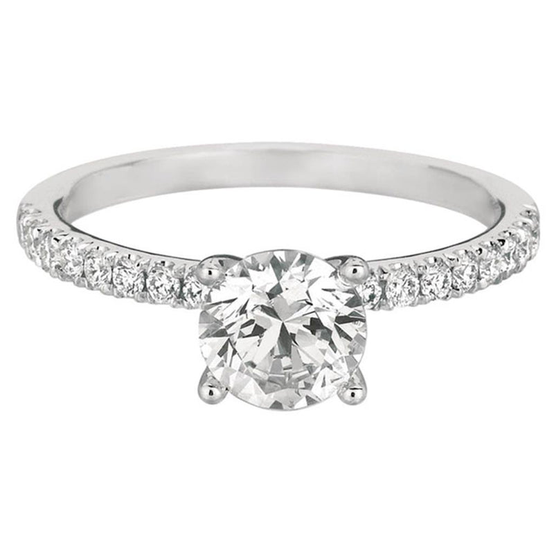 Martin Flyer Sidestone Diamond Engagement Ring Setting in 14k White Gold