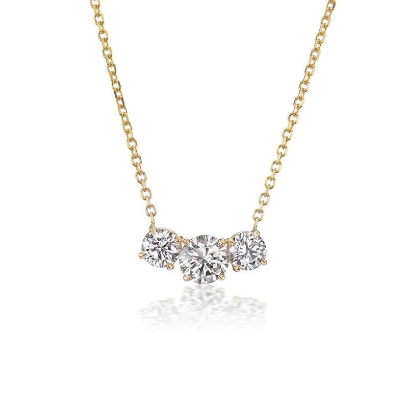 Davis Classics 18k Yellow Gold Three-Stone Diamond Pendant Necklace