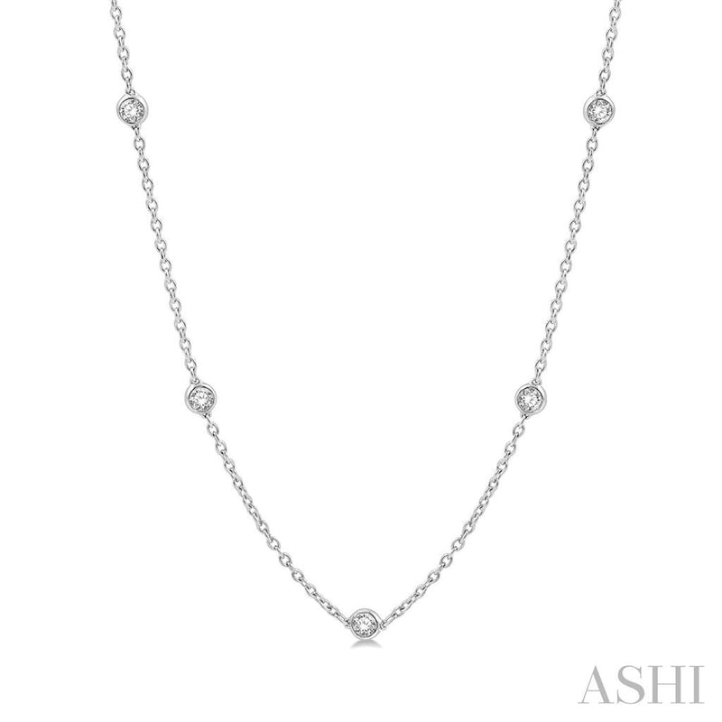 Davis Classics 14k White Gold Diamond by the Yard Necklace