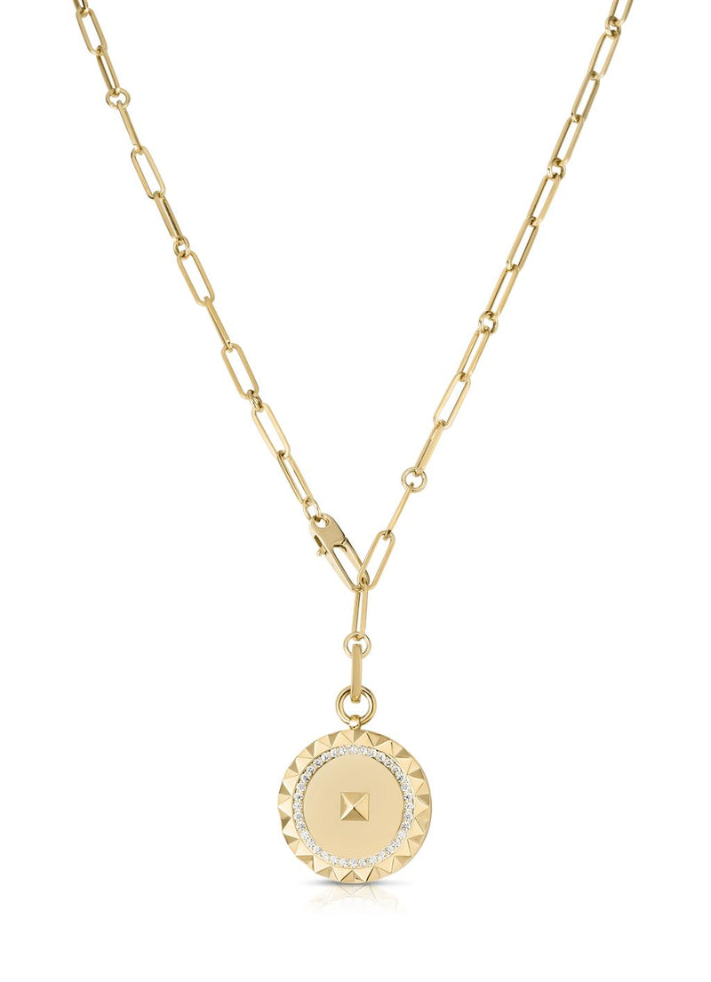 Roberto Coin Obelisco Collection Novelty Medallion Diamond Necklace