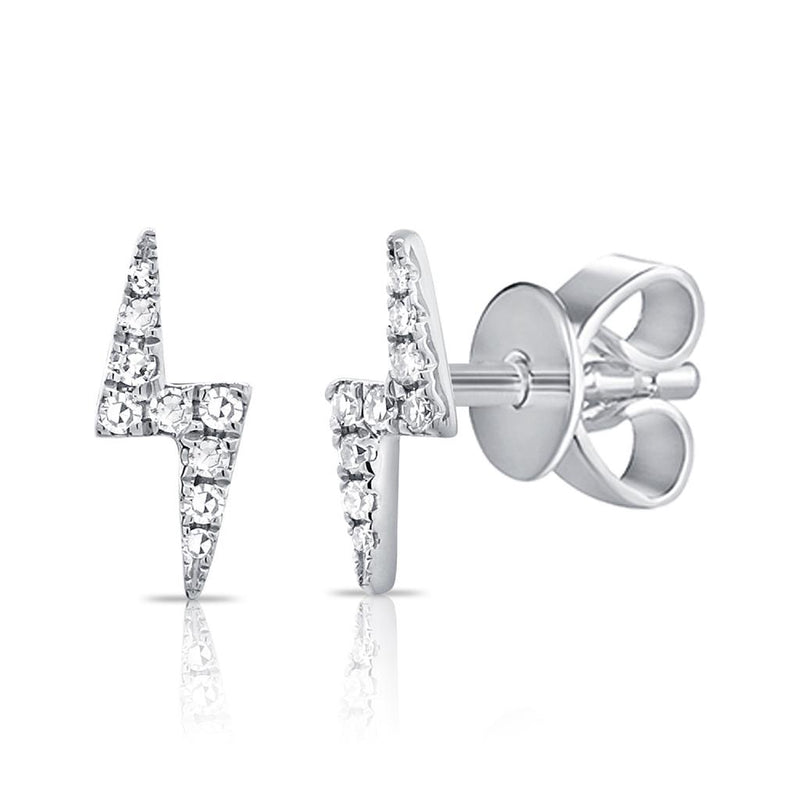 Davis Classics 14k White Gold Diamond Lightning Bolt Stud Earrings