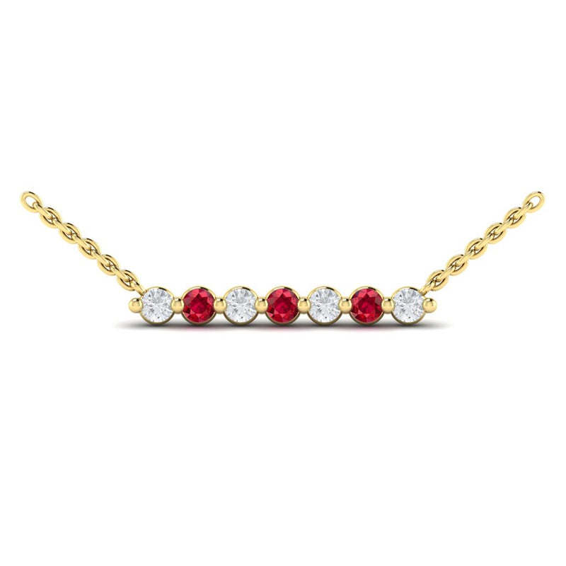 Vlora 14k Yellow Gold Adella Collection Ruby and Diamond Bar Necklace