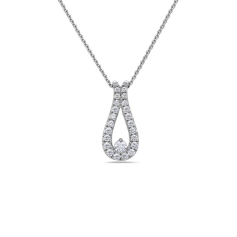 Charles Krypell 18k White Gold Diamond Tear Drop Pendant