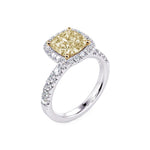 Davis Classics Proposal Ready Halo Sidestone Diamond Engagement Ring in 18k White & Yellow Gold.