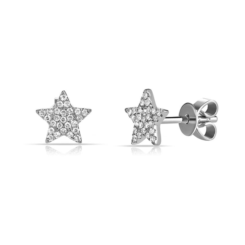 Davis Classics Diamond Star Stud Earrings in 14k White Gold