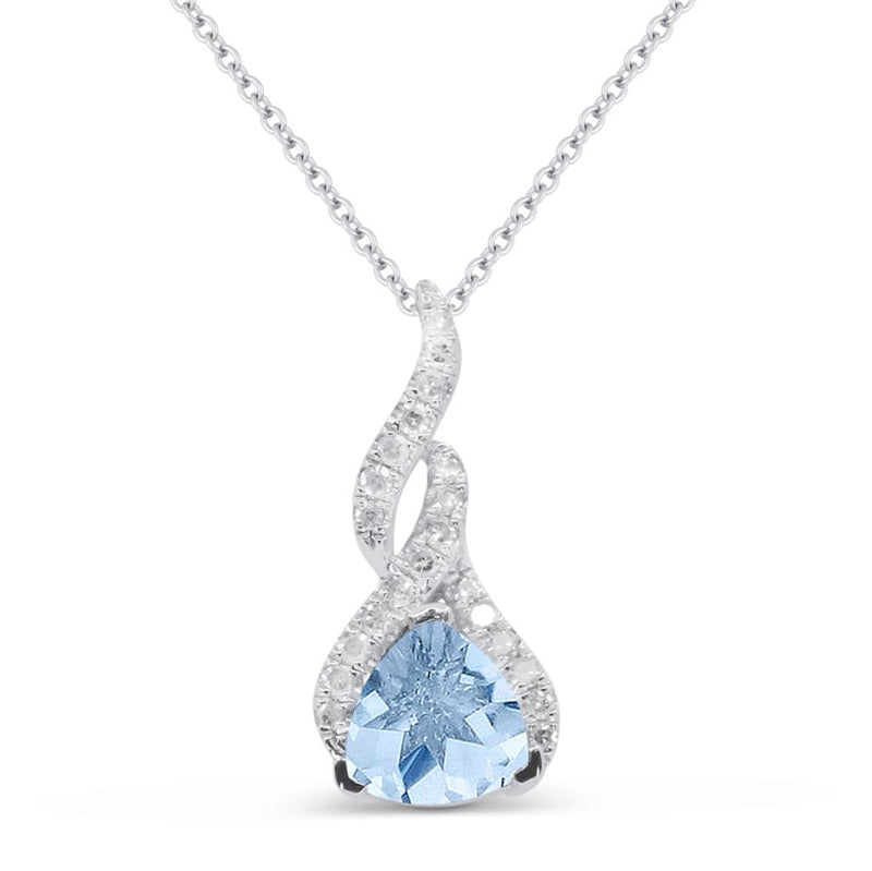 Madison L 14k White Gold Swiss Blue Topaz Trillion Cut Pendant