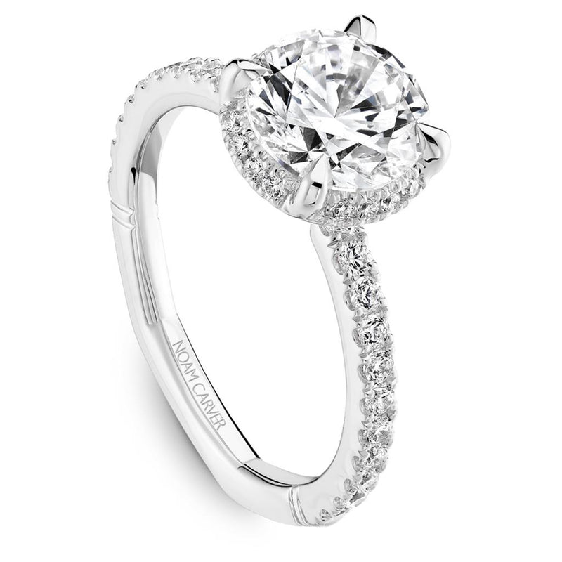 Noam Carver 14k White Gold Atelier Collection Shadow Halo Engagement Ring Setting