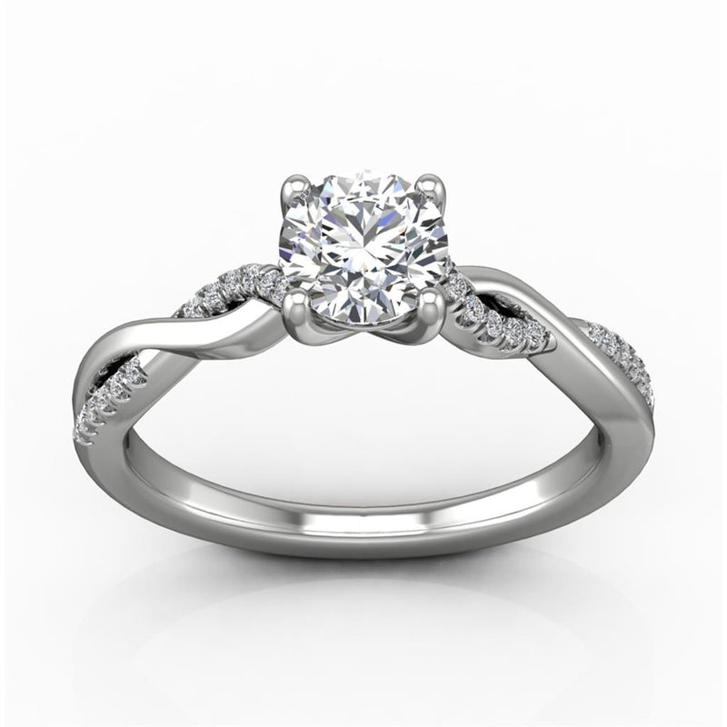 Martin Flyer Crossover Diamond Engagement Ring Setting in 14k White Gold