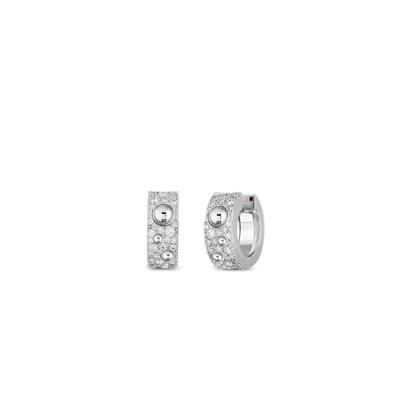 Roberto Coin Pois Moi Collection Diamond Huggie Hoop Earrings in 18k White Gold