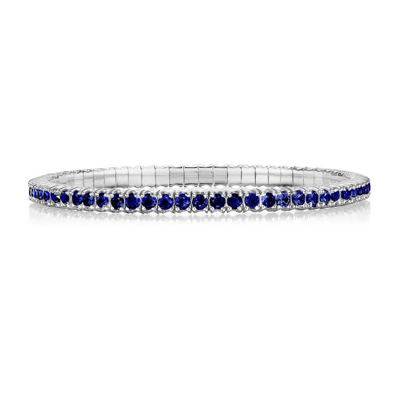 Davis Classics 18k White Gold Gemstone Stretch Bracelet