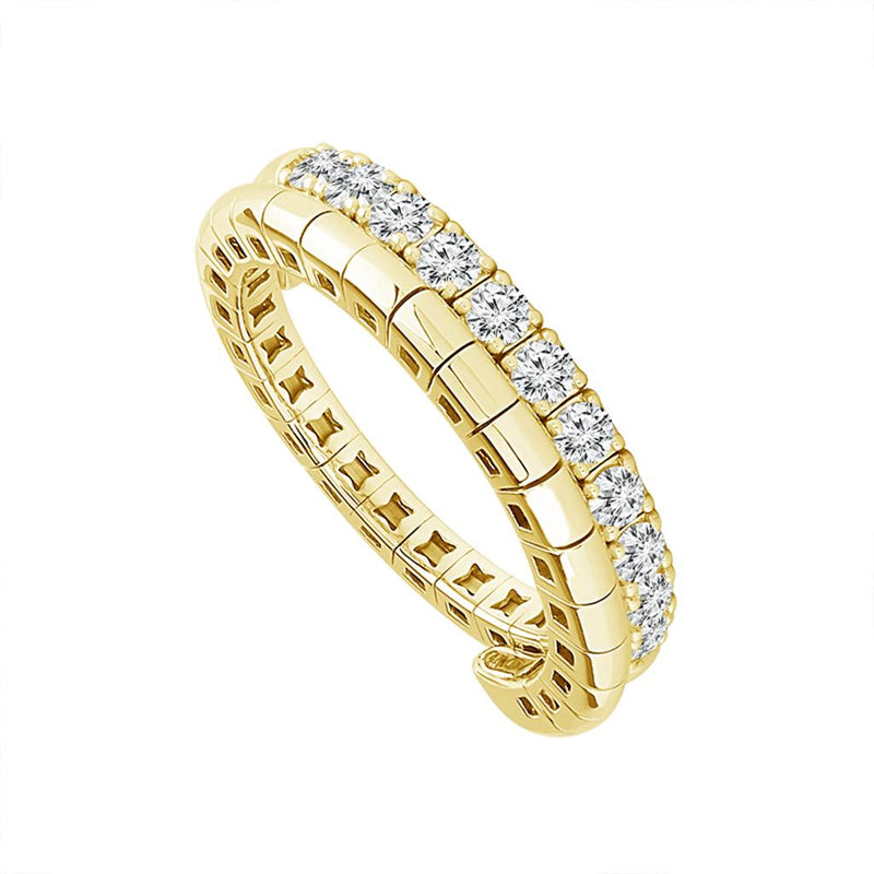 Davis Classics 14k Yellow Gold Flexie Double Row Wrap Diamond Ring