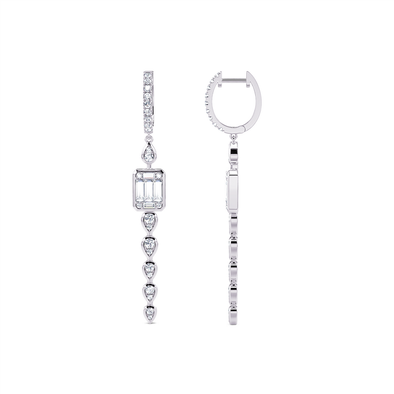 Davis Classics 14k White Gold Diamond Dangle Earrings