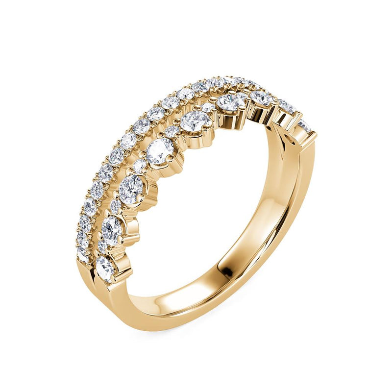 Davis Classics 14k Yellow Gold Split Double Row Diamond Fashion Ring