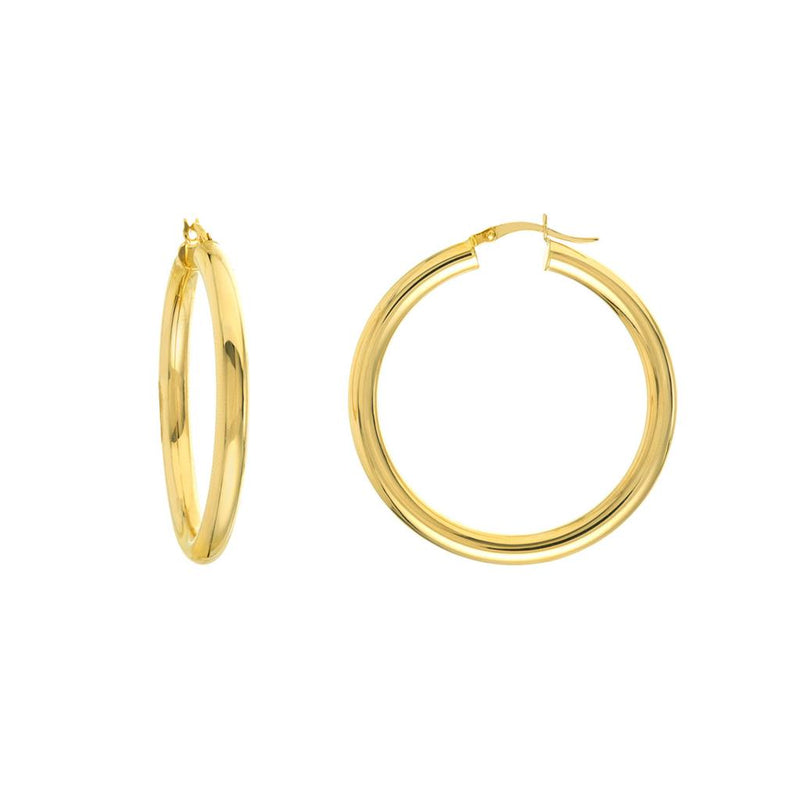 Davis Classics 14k Yellow Gold Rounded Tube Hoop Earrings