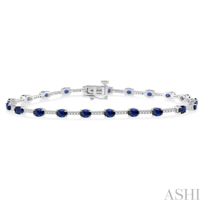 Davis Classics 14k White Gold Sapphire and Diamond Tennis Bracelet