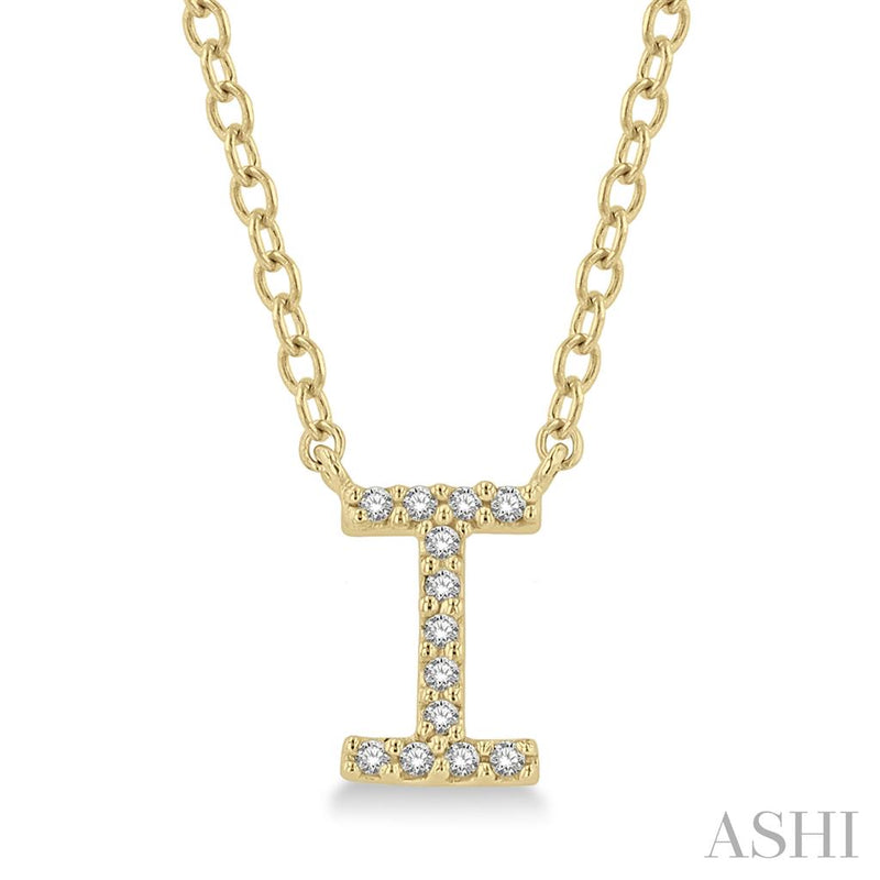 Davis Classics 14k Yellow Gold Diamond Initial "I" Pendant Necklace