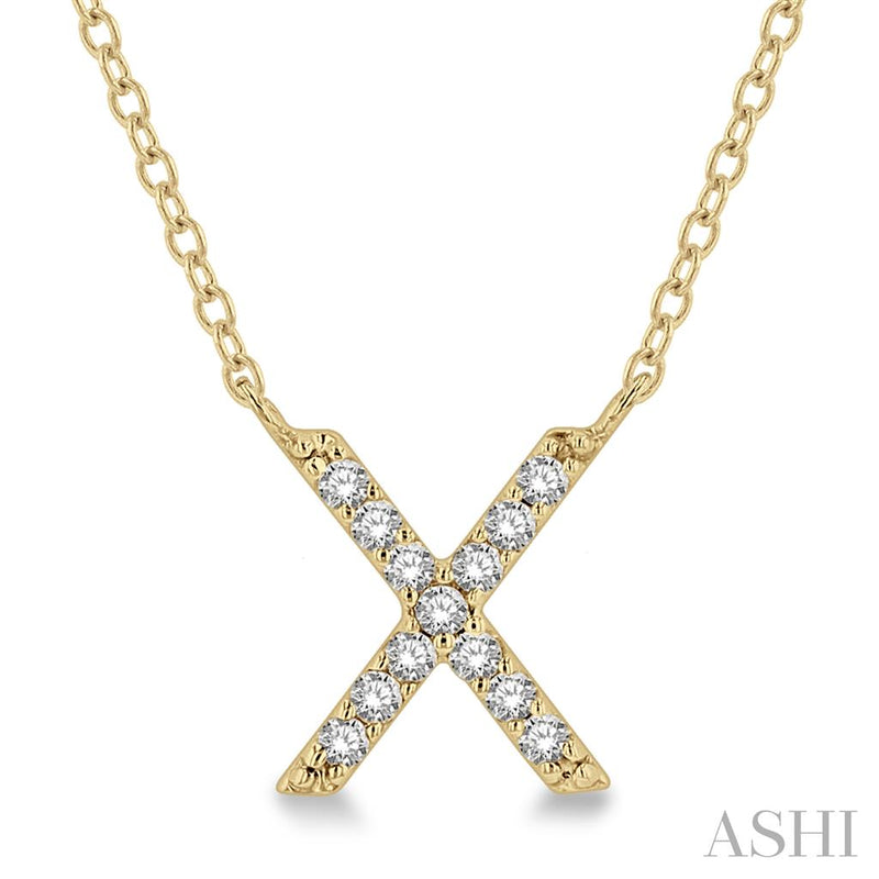 Davis Classics 14k Yellow Gold Diamond Initial "X" Pendant Necklace