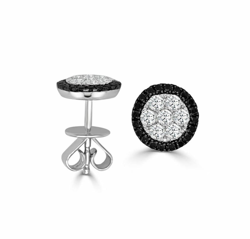 Frederic Sage 14k White Gold and Black Rhodium Diamond and Black Diamond Halo Stud Earrings