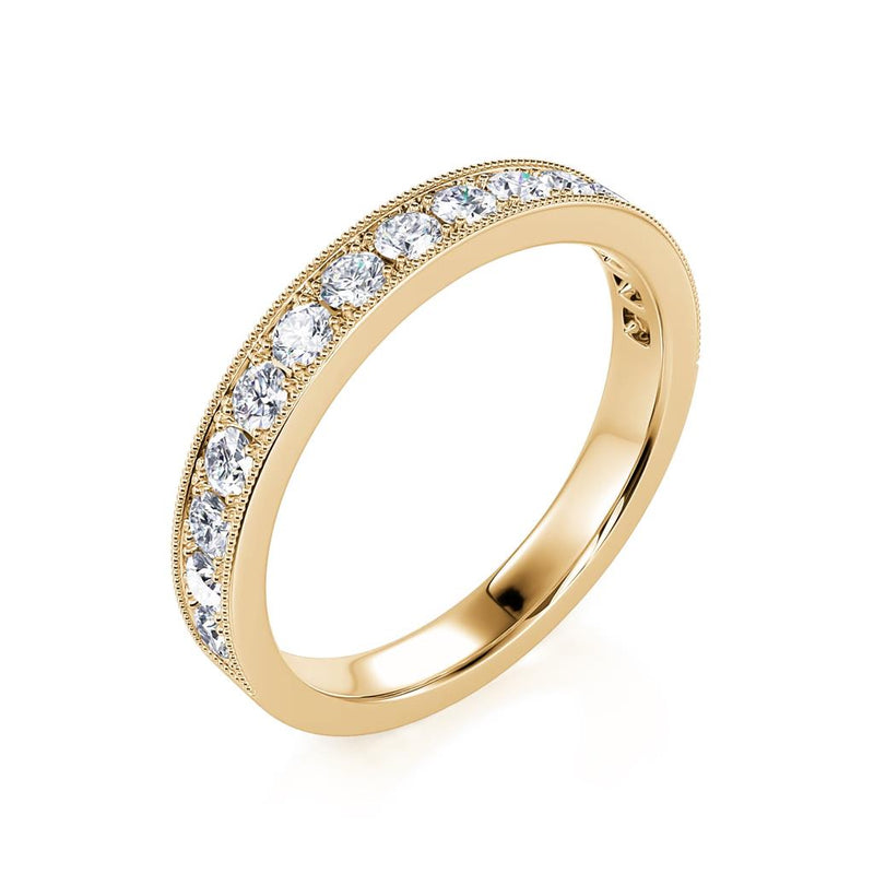 Davis Classics Women's 14k Yellow Gold Diamond Band with Milgrain Edge