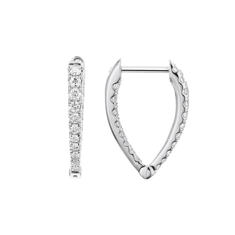 Davis Classics Diamond In & Out Hoop Earrings in 18k White Gold