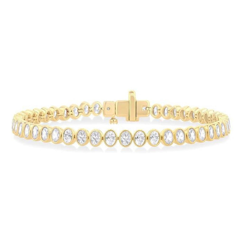 Davis Classics 18k Yellow Gold Oval-Cut Diamond Bracelet