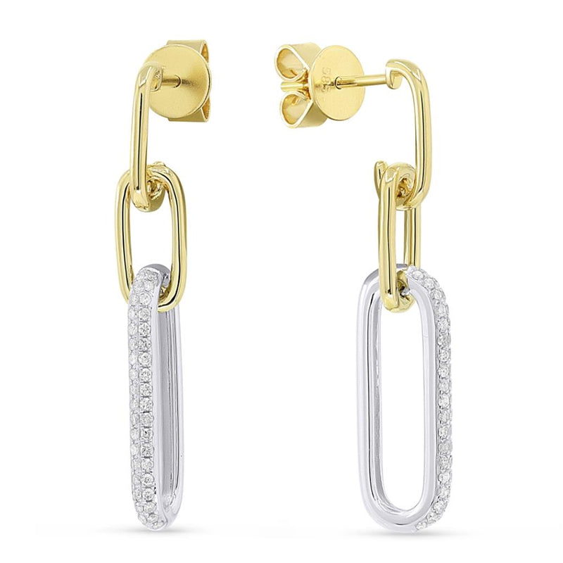 Madison L 14k Yellow and White Gold Paper Clip Design Dangle Earrings