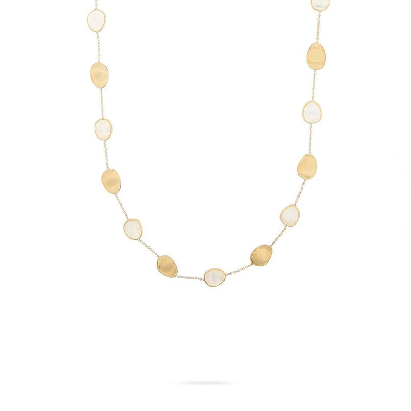 Marco Bicego 18k Yellow Gold Lunaria Mother of Pearl Station Necklace