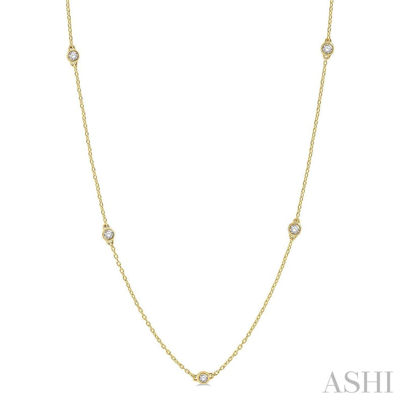 Davis Classics 14k Yellow Gold Diamond by the Yard Necklace