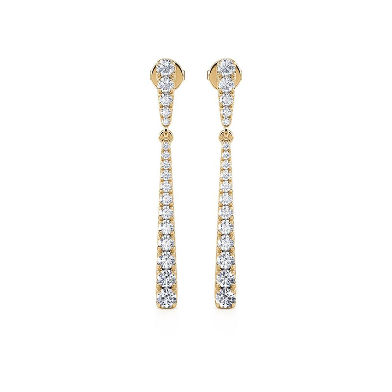 Davis Classics 18k Yellow Gold Tear Drop Design Diamond Dangle Earrings