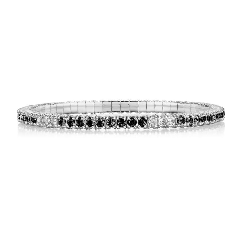 Davis Classics 18k White Gold Black and White Diamond Stretch Tennis Bracelet