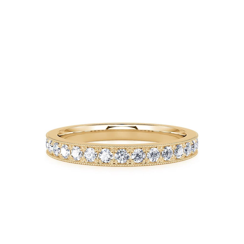 Davis Classics Women's 14k Yellow Gold Diamond Band with Milgrain Edge