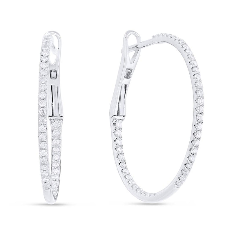 Madison L 14k White Gold Round In/Out Diamond Hoop Earrings