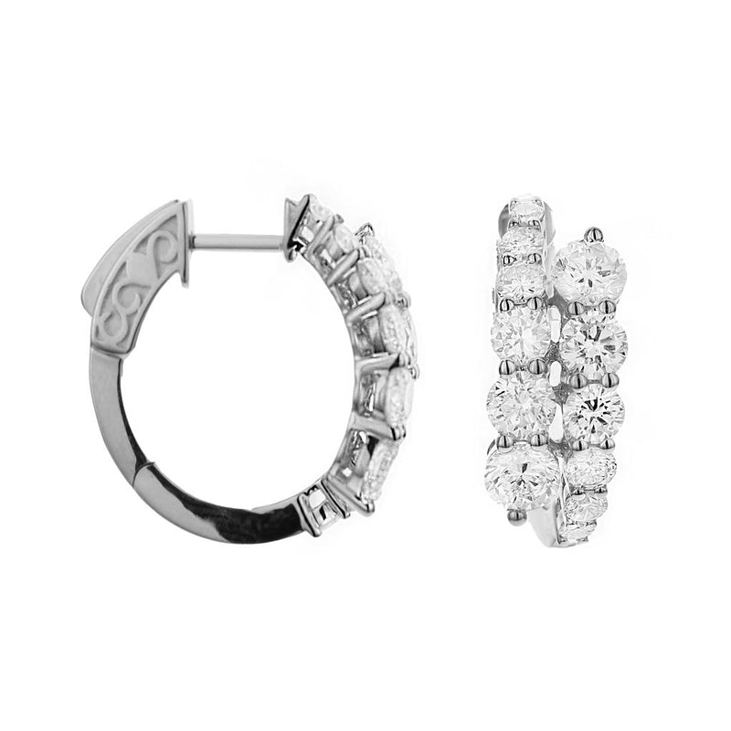 Davis Classics Diamond Hoop Earrings in 18k White Gold