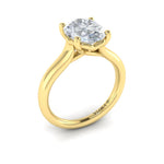 Vlora 14k Yellow Gold Solitaire Collection Tapered Trellis Oval Diamond Engagement Ring Setting