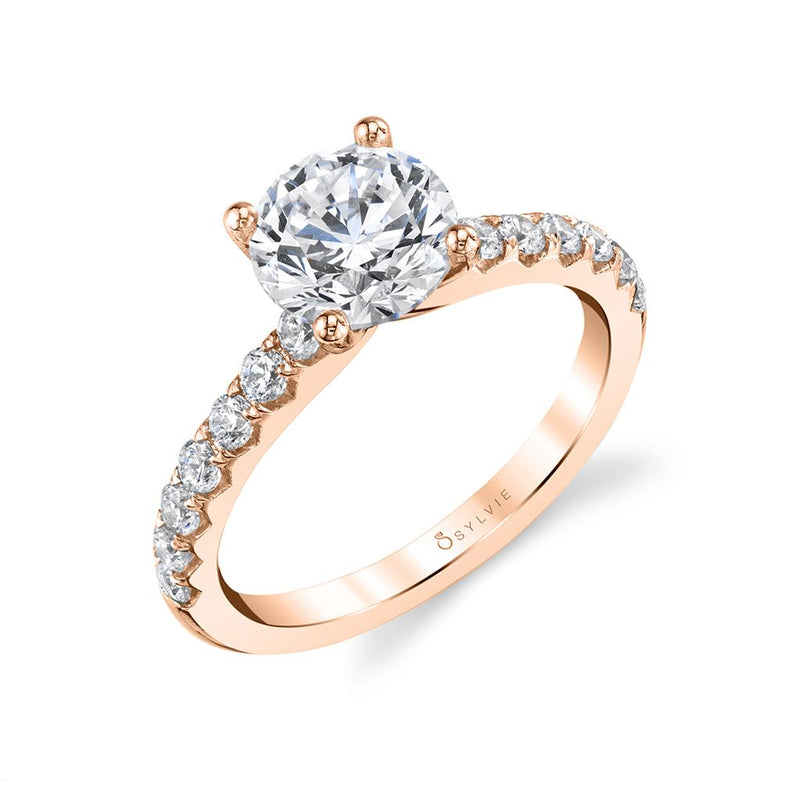 Sylvie Sidestone Diamond Engagement Ring Setting in 14k Rose Gold